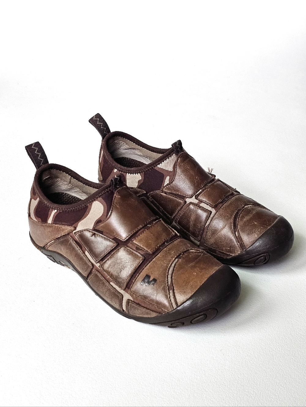 Merrell Mosaic Slip On Shoes Womens 6 Brown Leather Camo Moc Comfort